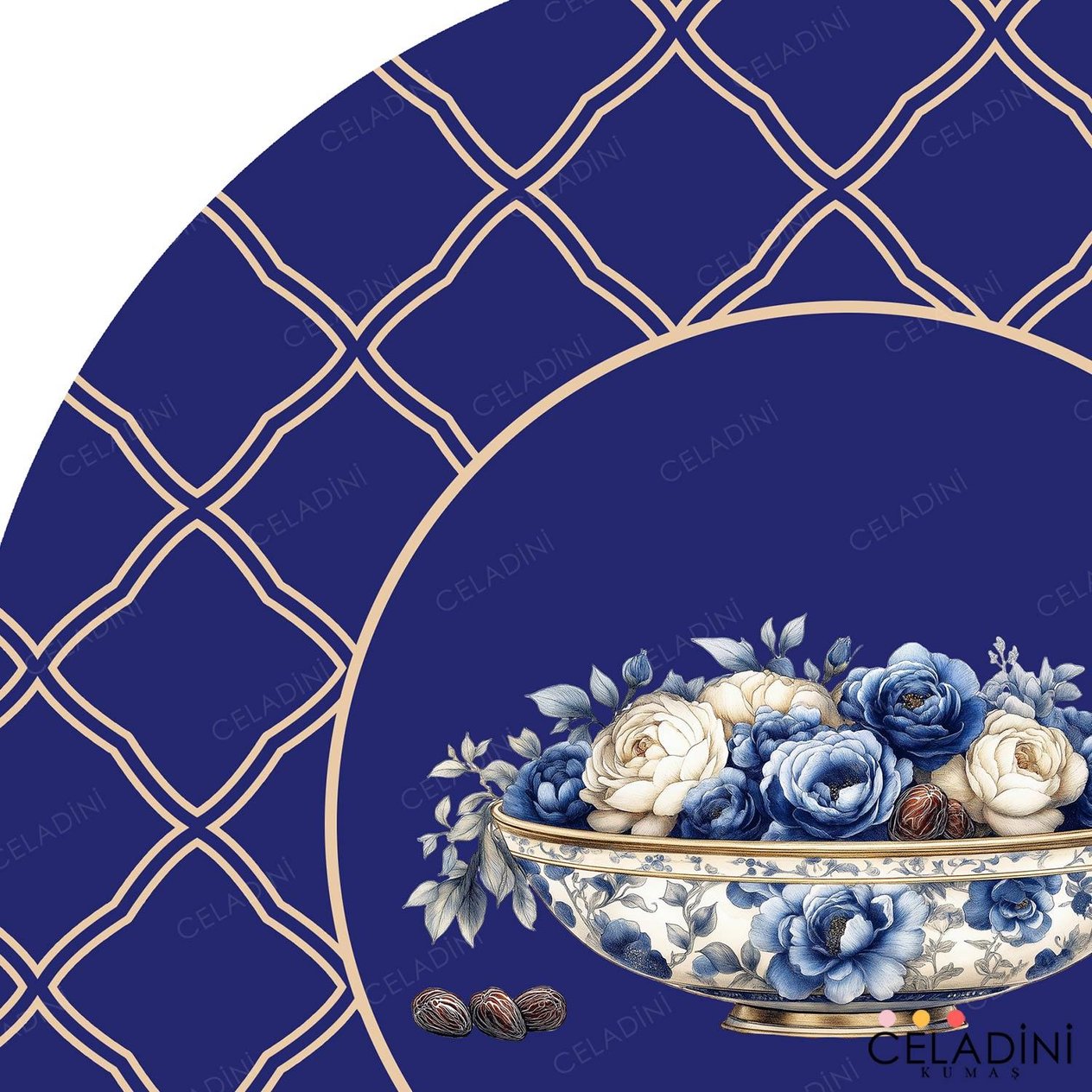 Kafes Motifli Ramazan Serisi Supla Kumaşı Gri