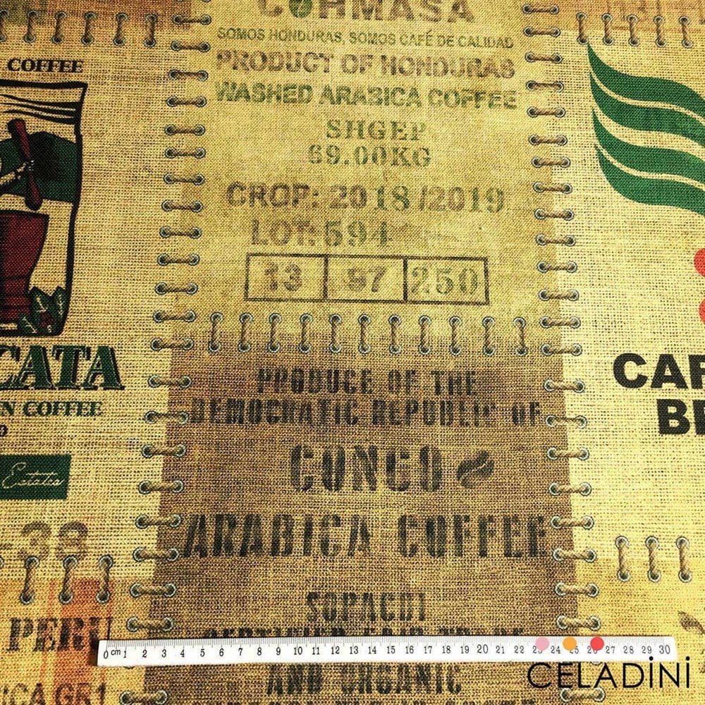 Kahve Çuvalı Desenli Kumaş