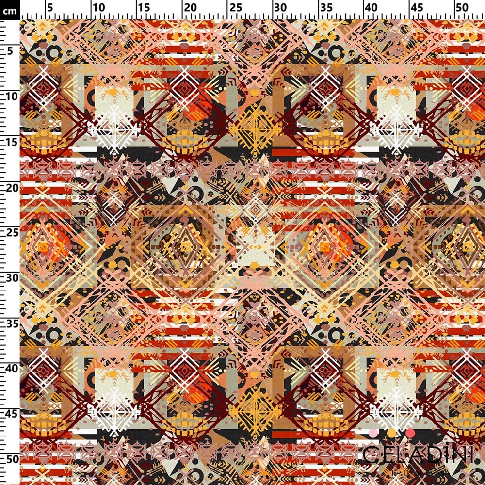 Kahve Tribal Desenli Kumaş