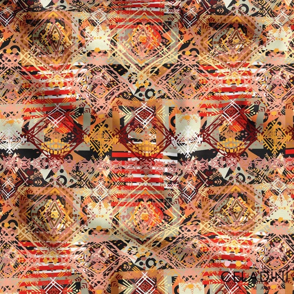 Kahve Tribal Desenli Kumaş