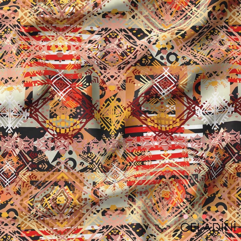 Kahve Tribal Desenli Kumaş