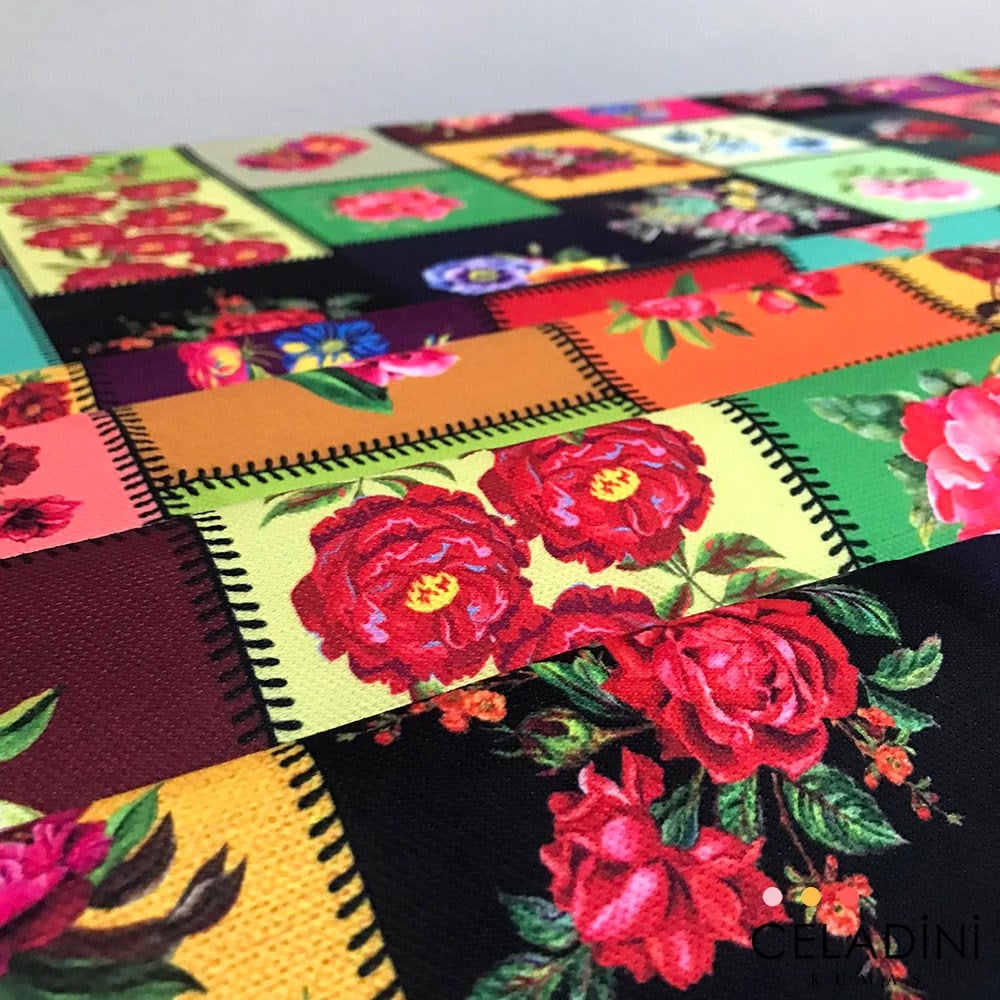 Kanaviçe Patchwork Desenli Kumaş