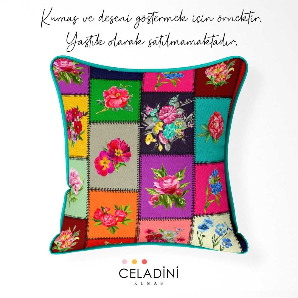 Kanaviçe Patchwork Desenli Kumaş