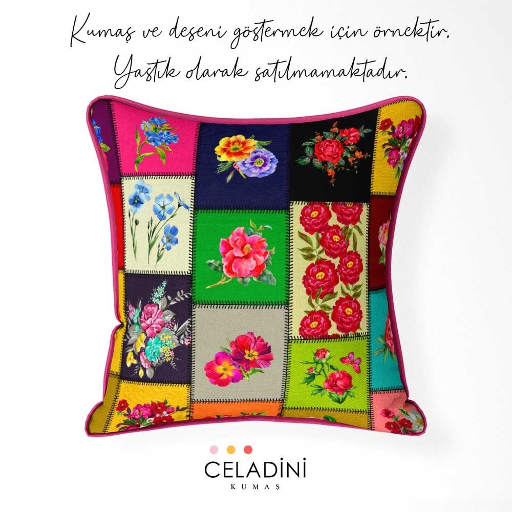 Kanaviçe Patchwork Desenli Kumaş