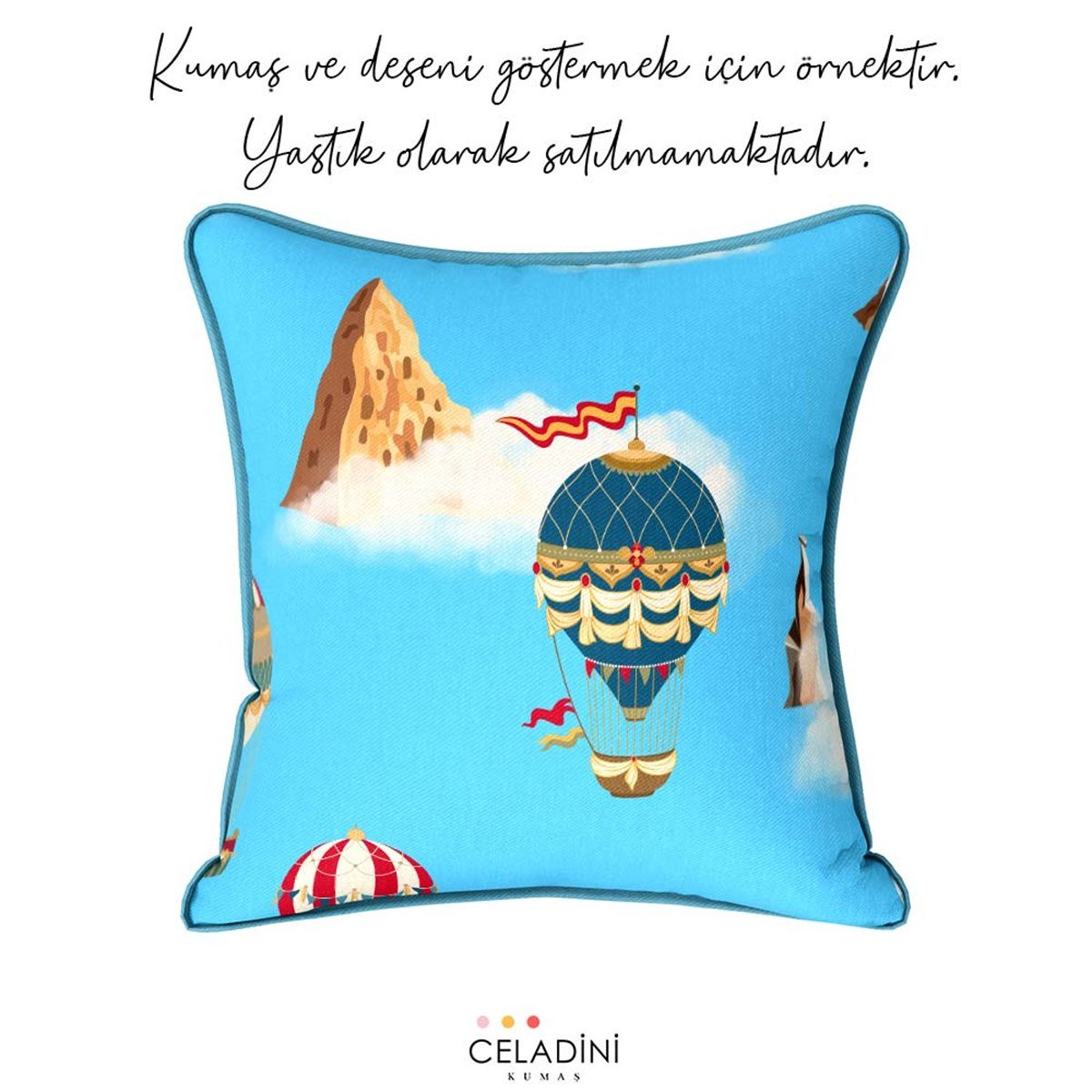 Kapadokya ve Balonlar Desenli Kumaş