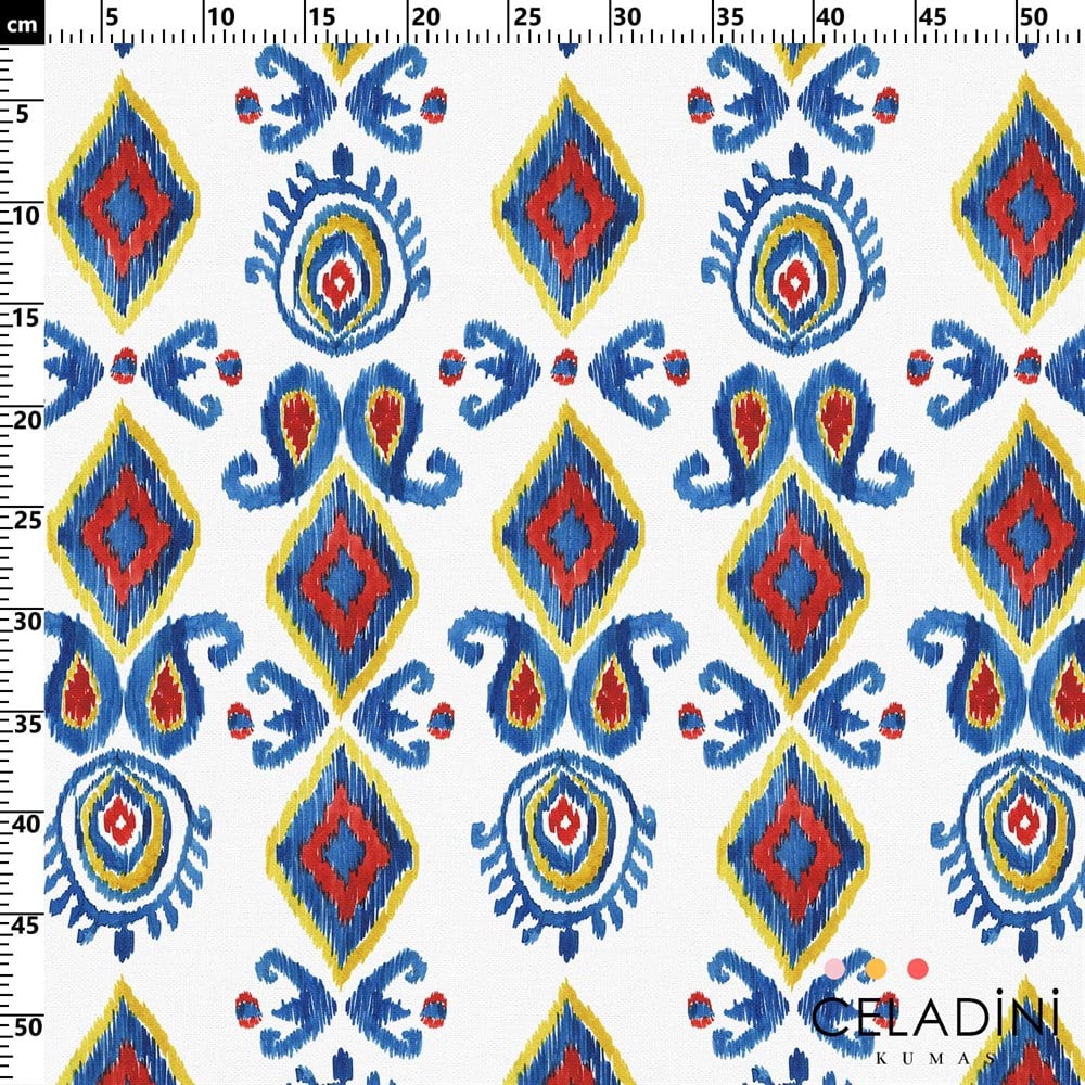Kilim Motifli İkat Desenli Kumaş
