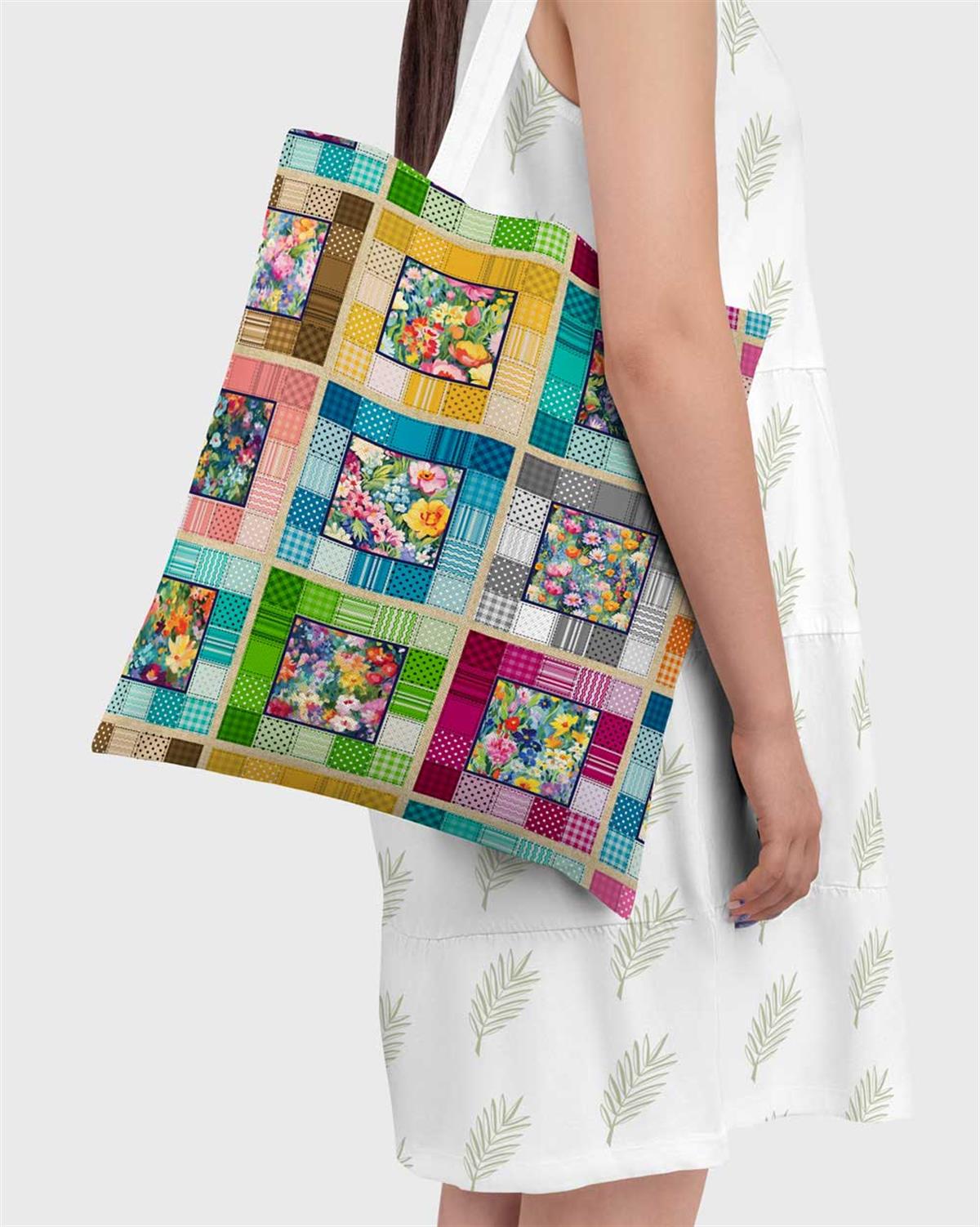 Kırkyama Patchwork Desenli Kumaş (Açık Zemin)
