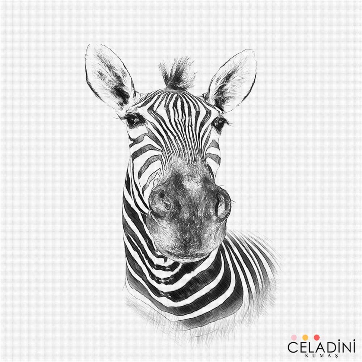Komik Zebra Desenli Kırlent Kumaşı