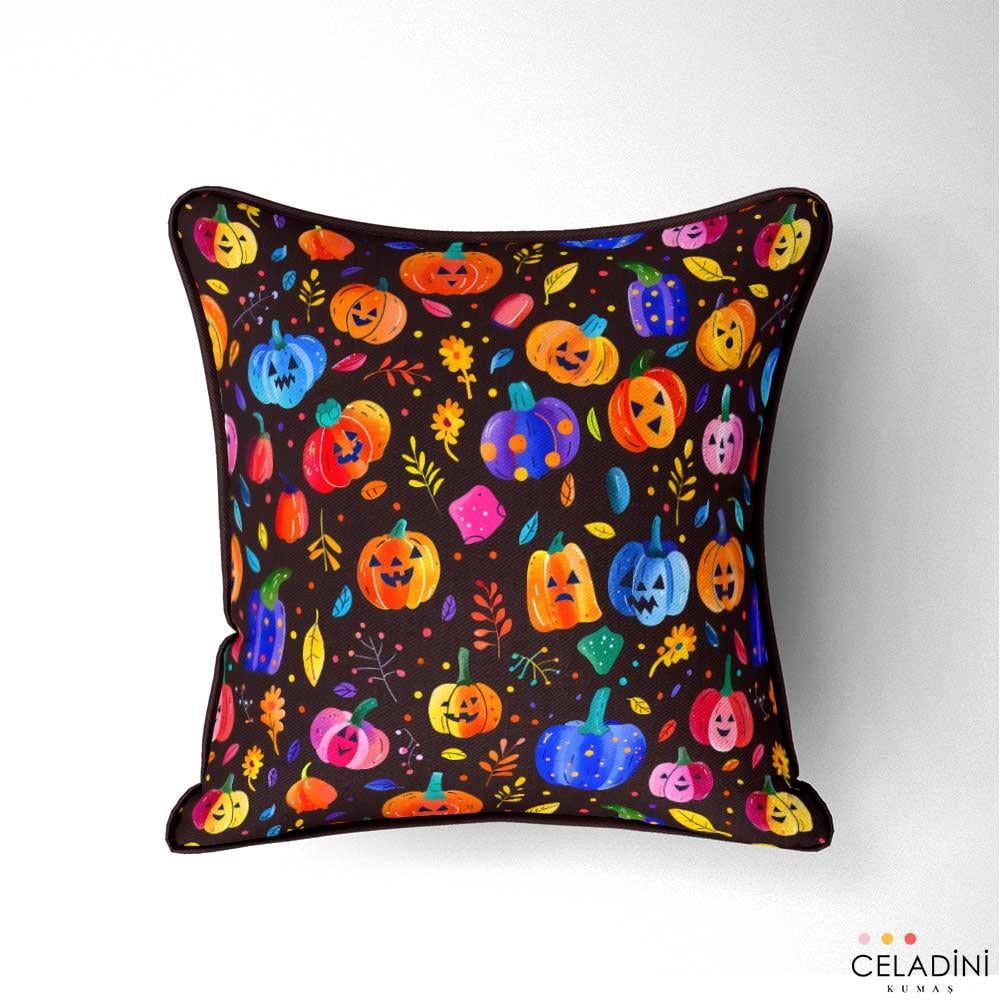 Korkunç Bal Kabakları Halloween Desenli Kumaş