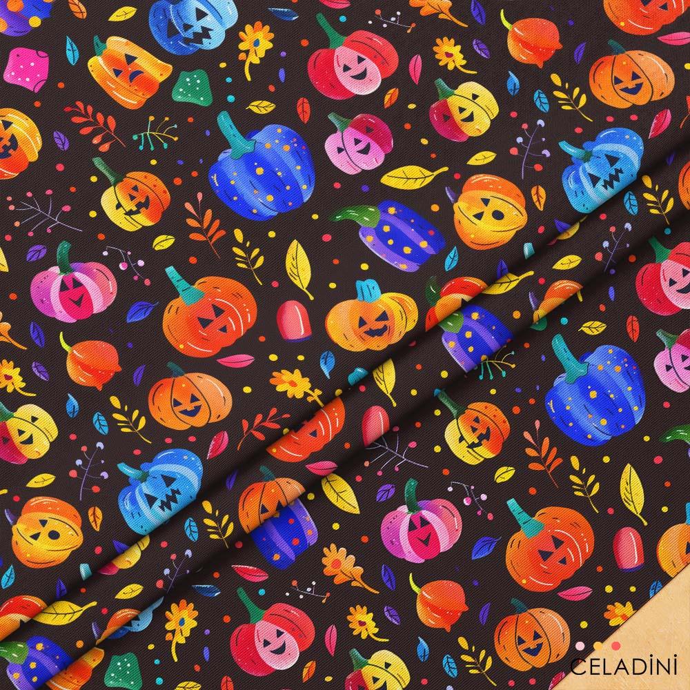 Korkunç Bal Kabakları Halloween Desenli Kumaş