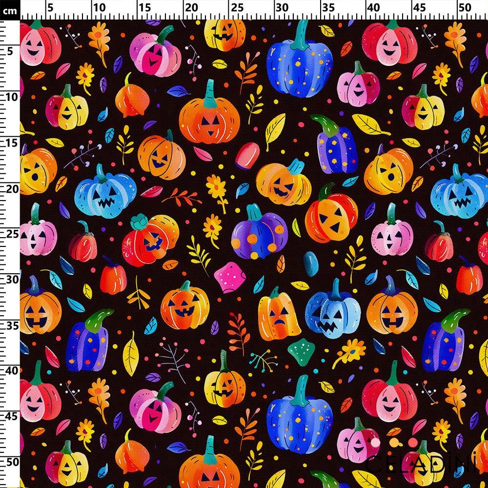 Korkunç Bal Kabakları Halloween Desenli Kumaş