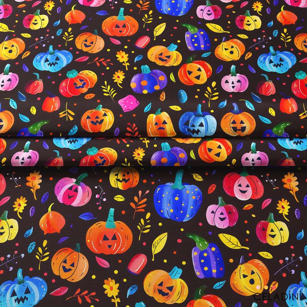 Korkunç Bal Kabakları Halloween Desenli Kumaş