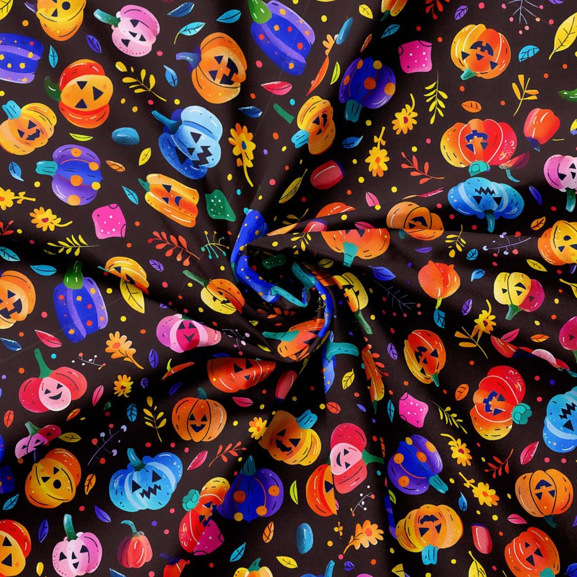Korkunç Bal Kabakları Halloween Desenli Kumaş
