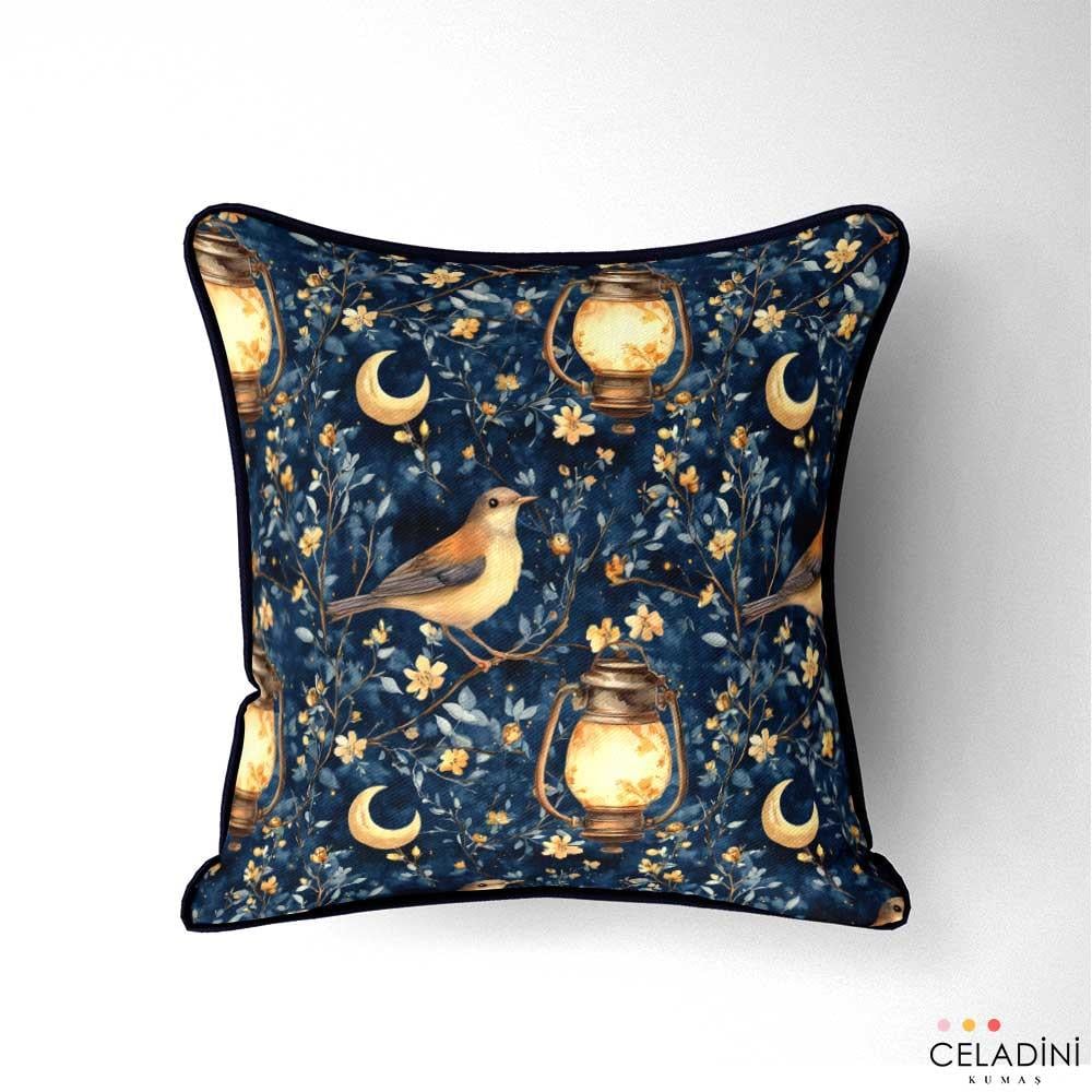 Kuş Motifi Desenli Ramazan Serisi Kumaş