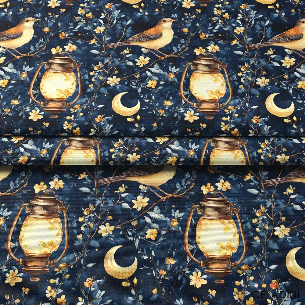 Kuş Motifi Desenli Ramazan Serisi Kumaş