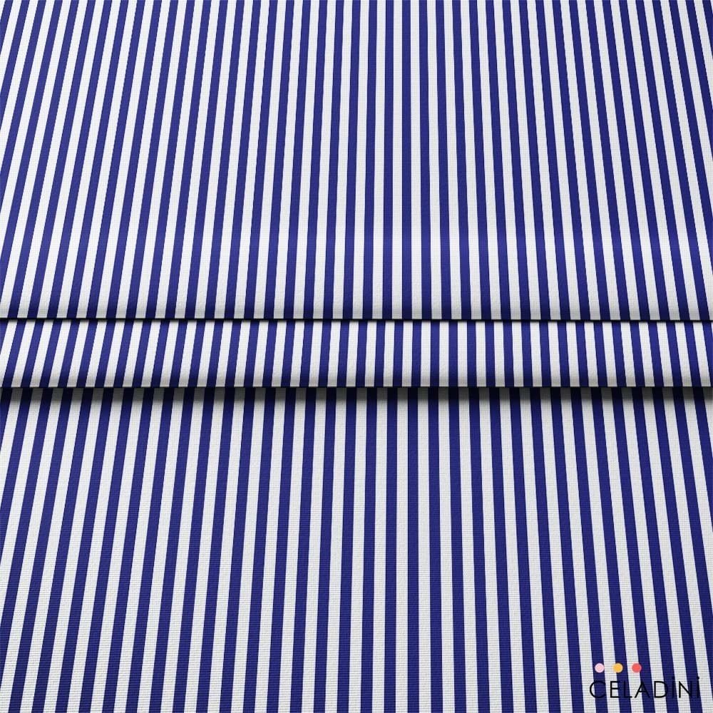 Lacivert Beyaz 1x1 cm Süper İnce Çizgili Kumaş