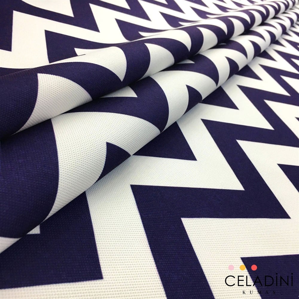 Lacivert Beyaz Zigzag (Chevron) Kumaş