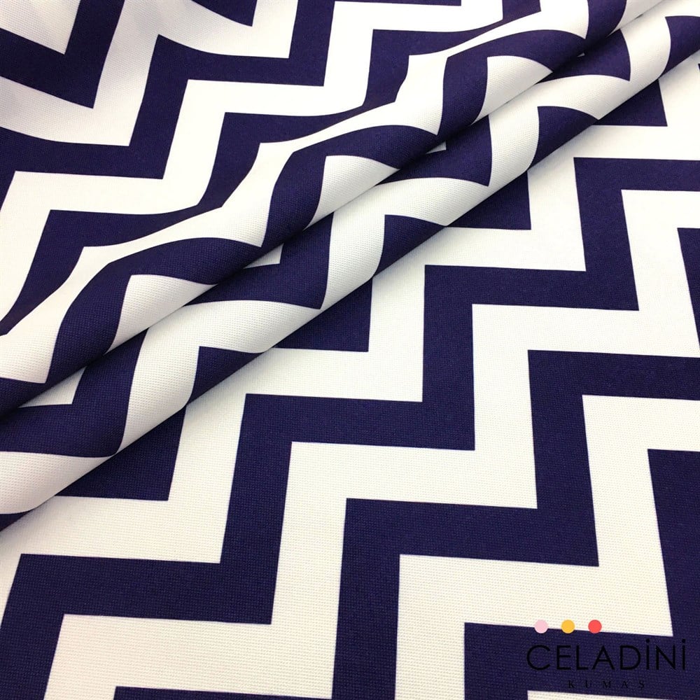 Lacivert Beyaz Zigzag (Chevron) Kumaş