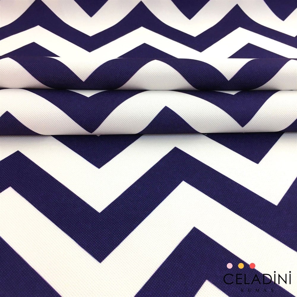 Lacivert Beyaz Zigzag (Chevron) Kumaş
