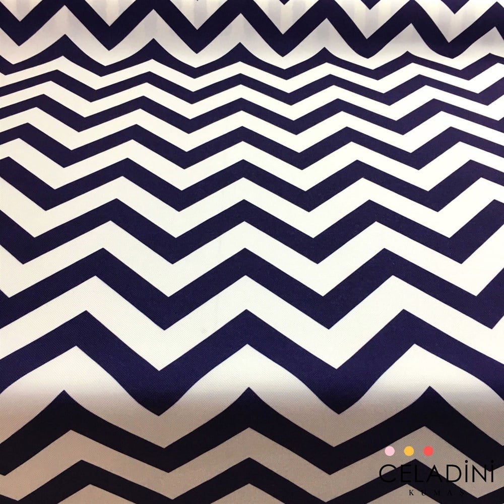 Lacivert Beyaz Zigzag (Chevron) Kumaş