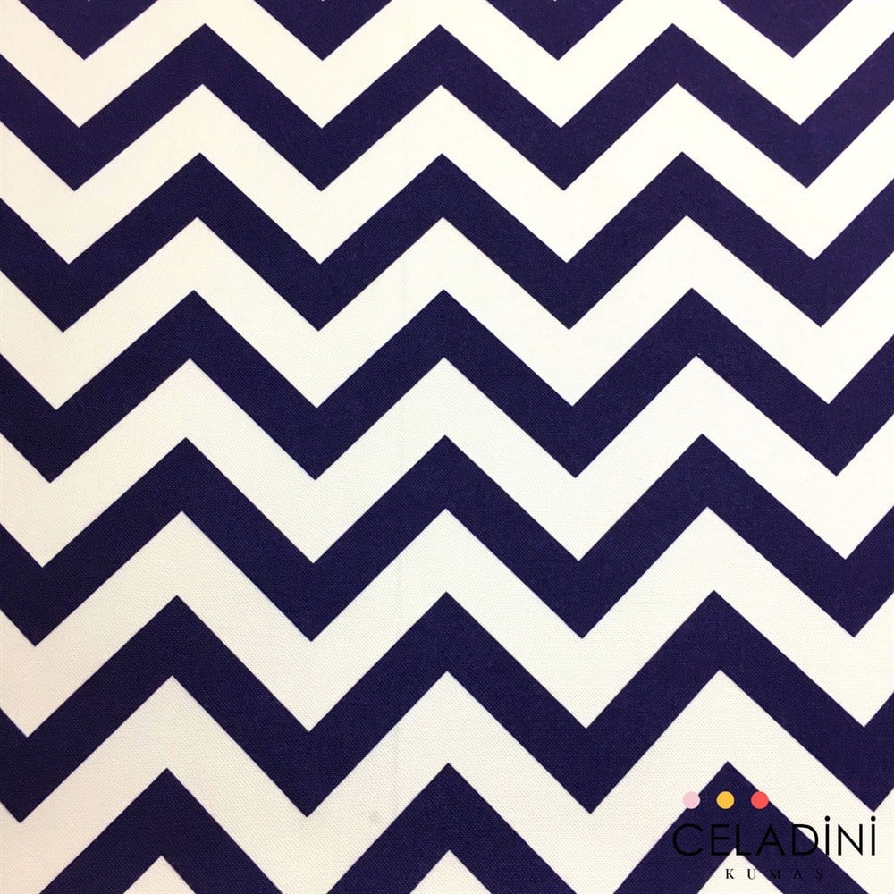 Lacivert Beyaz Zigzag (Chevron) Kumaş