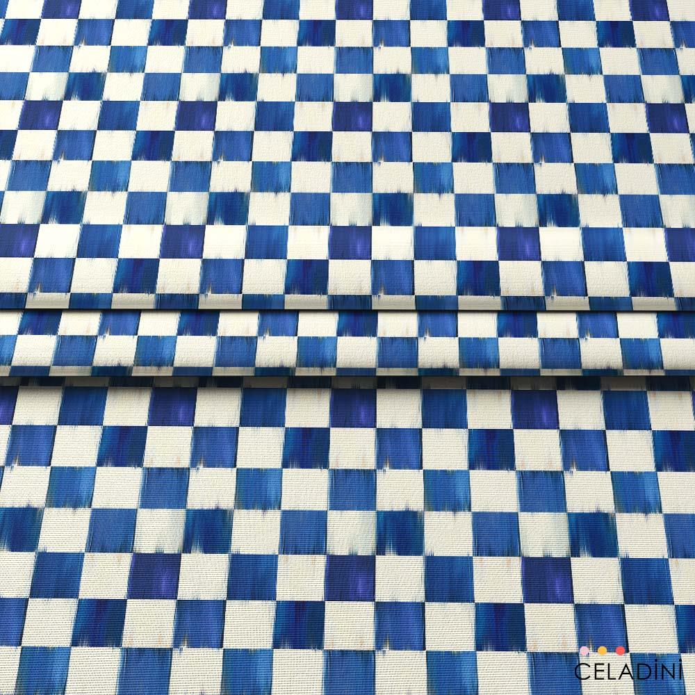 Lacivert Yağlı Boya Dama Desenli Kumaş (Model-2) 