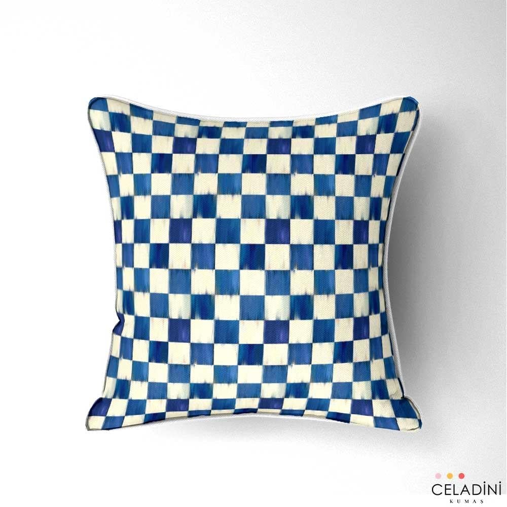 Lacivert Yağlı Boya Dama Desenli Kumaş (Model-2) 