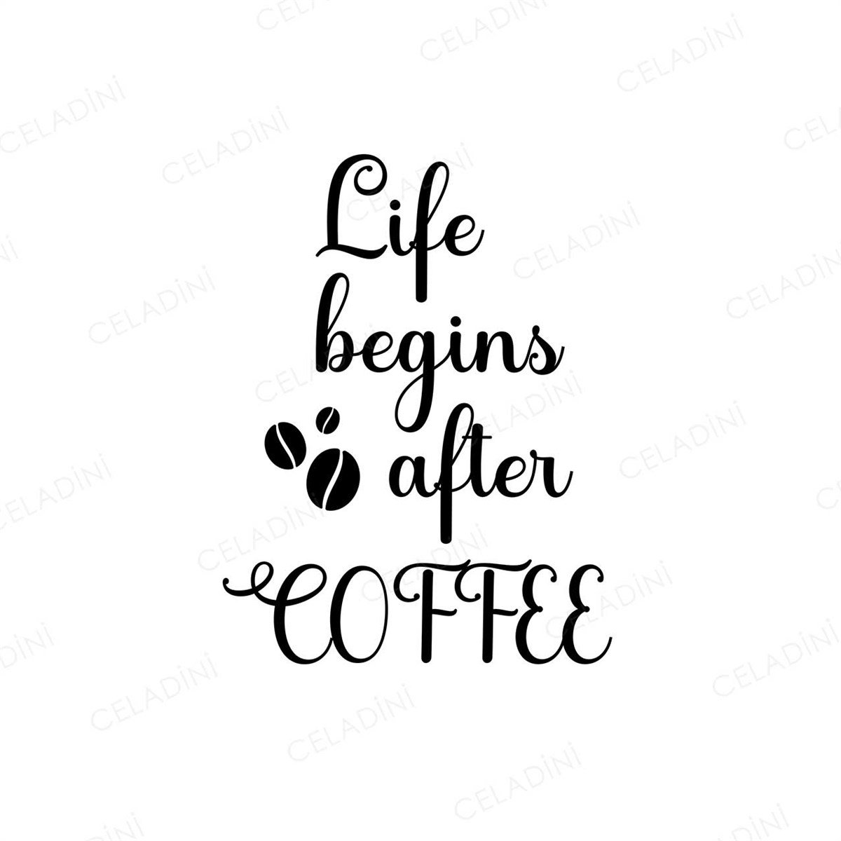 Life Begins After Coffee Kırlent Kumaşı