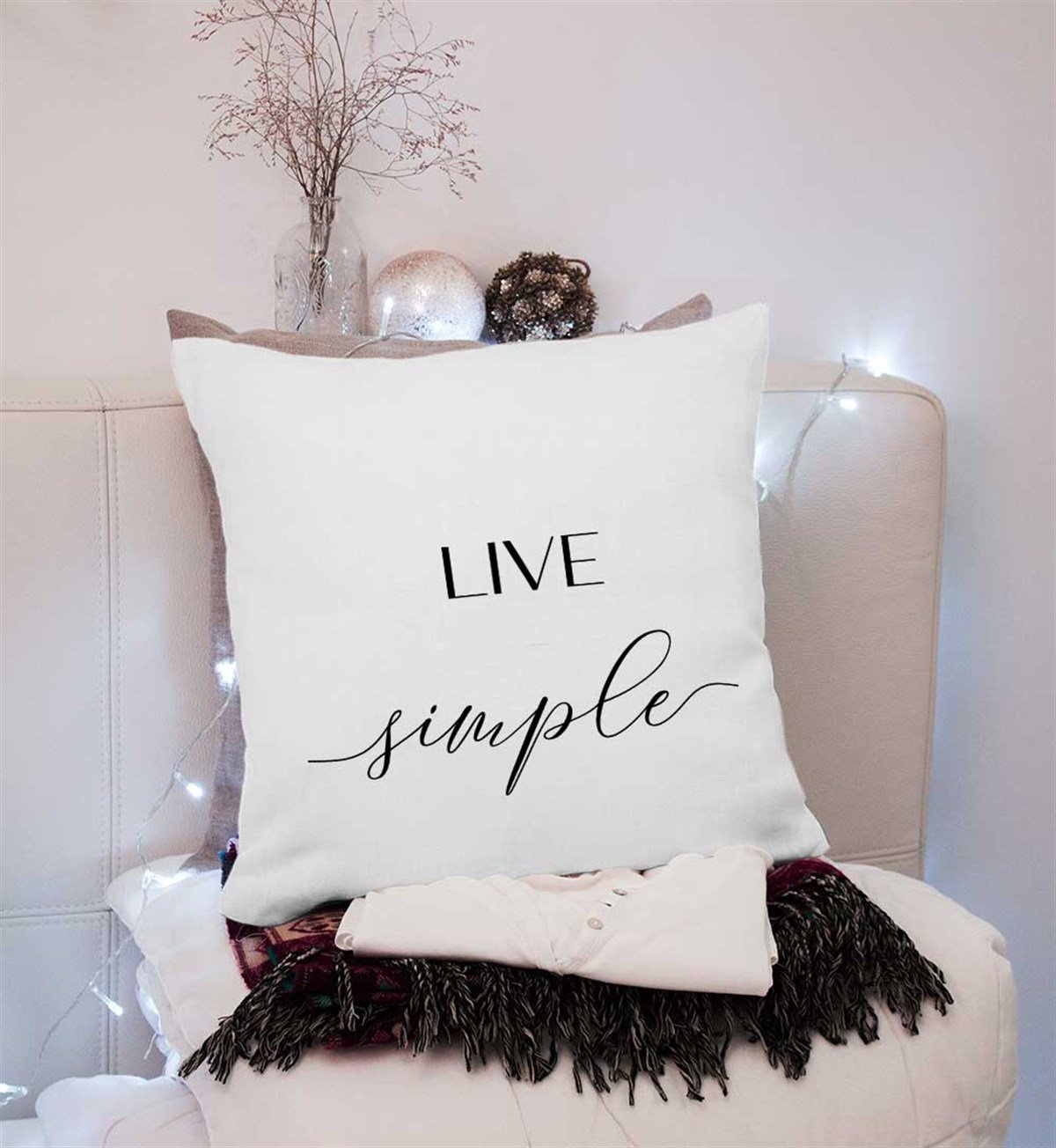 Live Simple Yazılı Kırlent Kumaşı