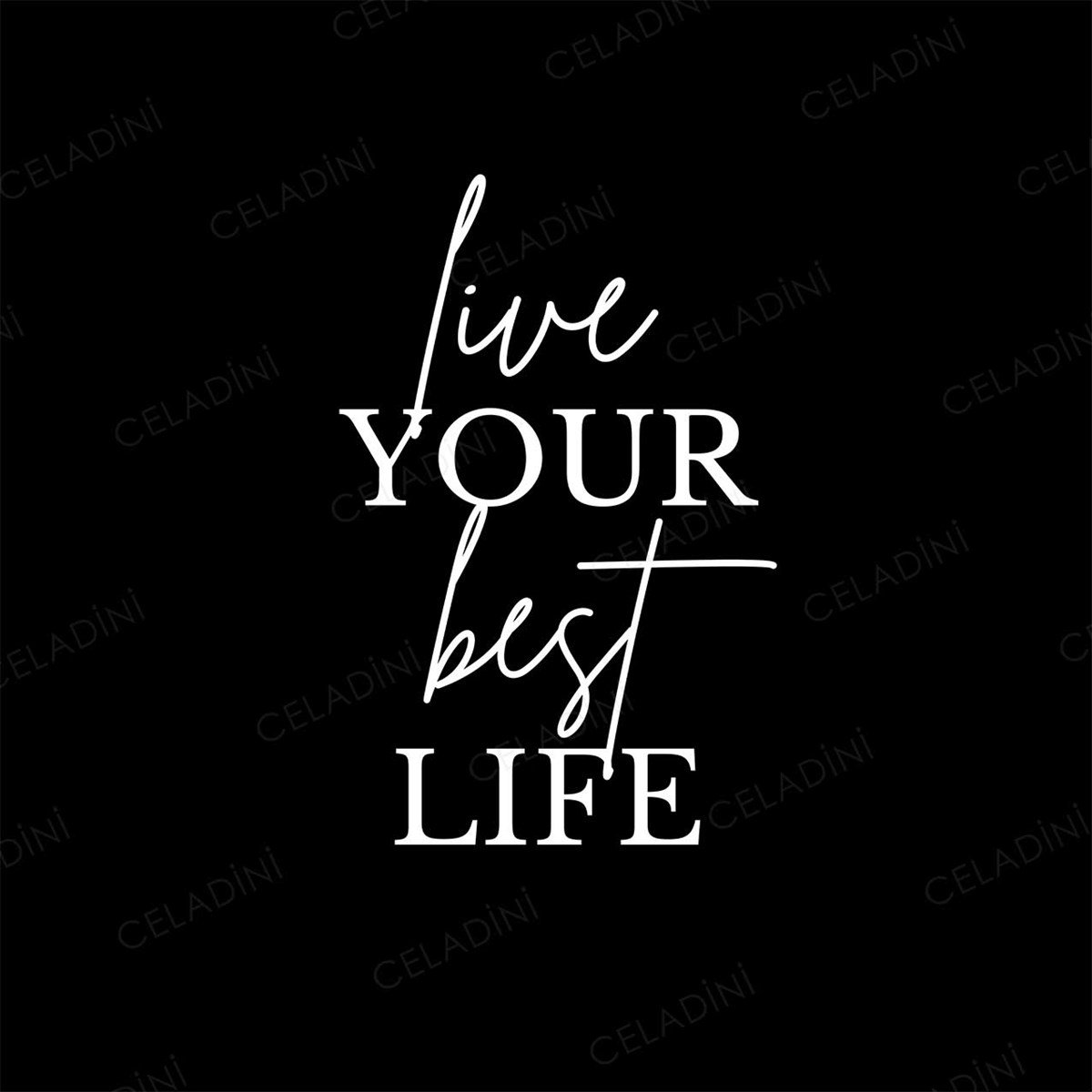 Live Your Best Life Yazılı (Siyah) Kırlent Kumaşı