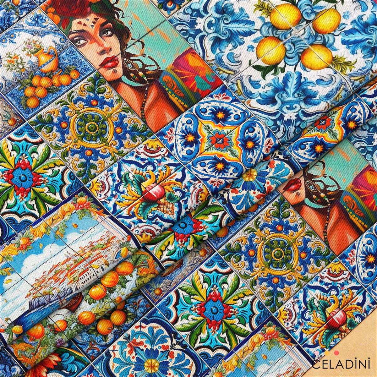 Majolica Seramik Desenli Kumaş