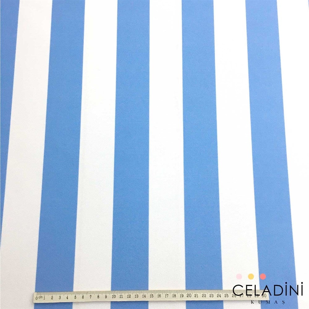 Mavi Beyaz 5x5 cm Kalın Çizgili Kumaş