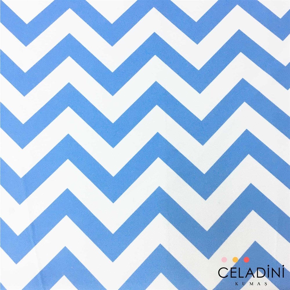 Mavi Beyaz Zigzag (Chevron) Kumaş