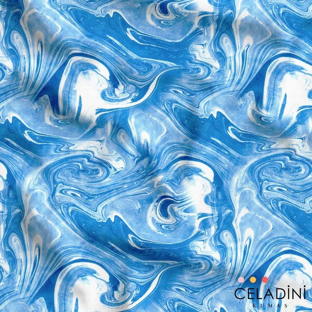 Mavi Tie Dye Desenli Kumaş
