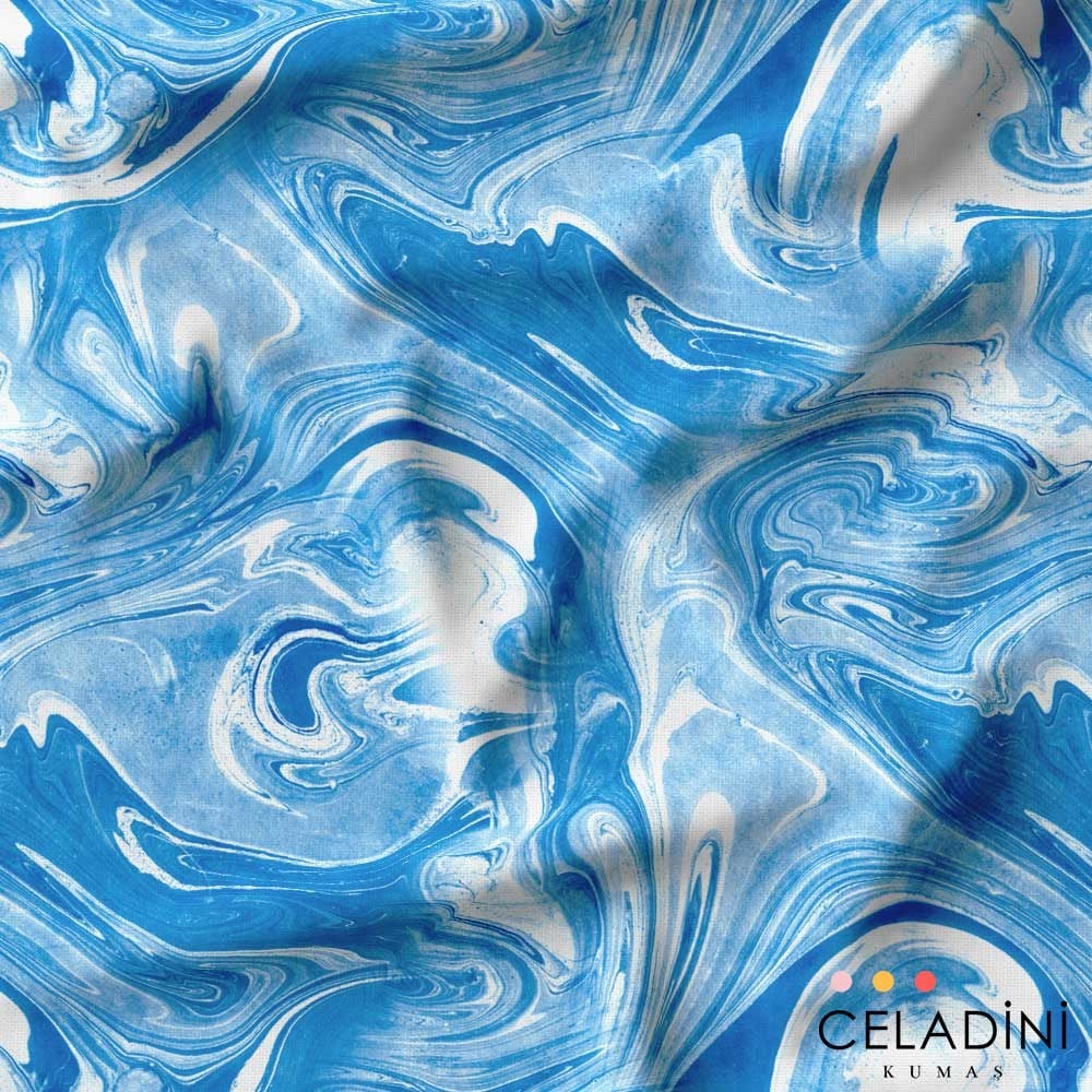 Mavi Tie Dye Desenli Kumaş