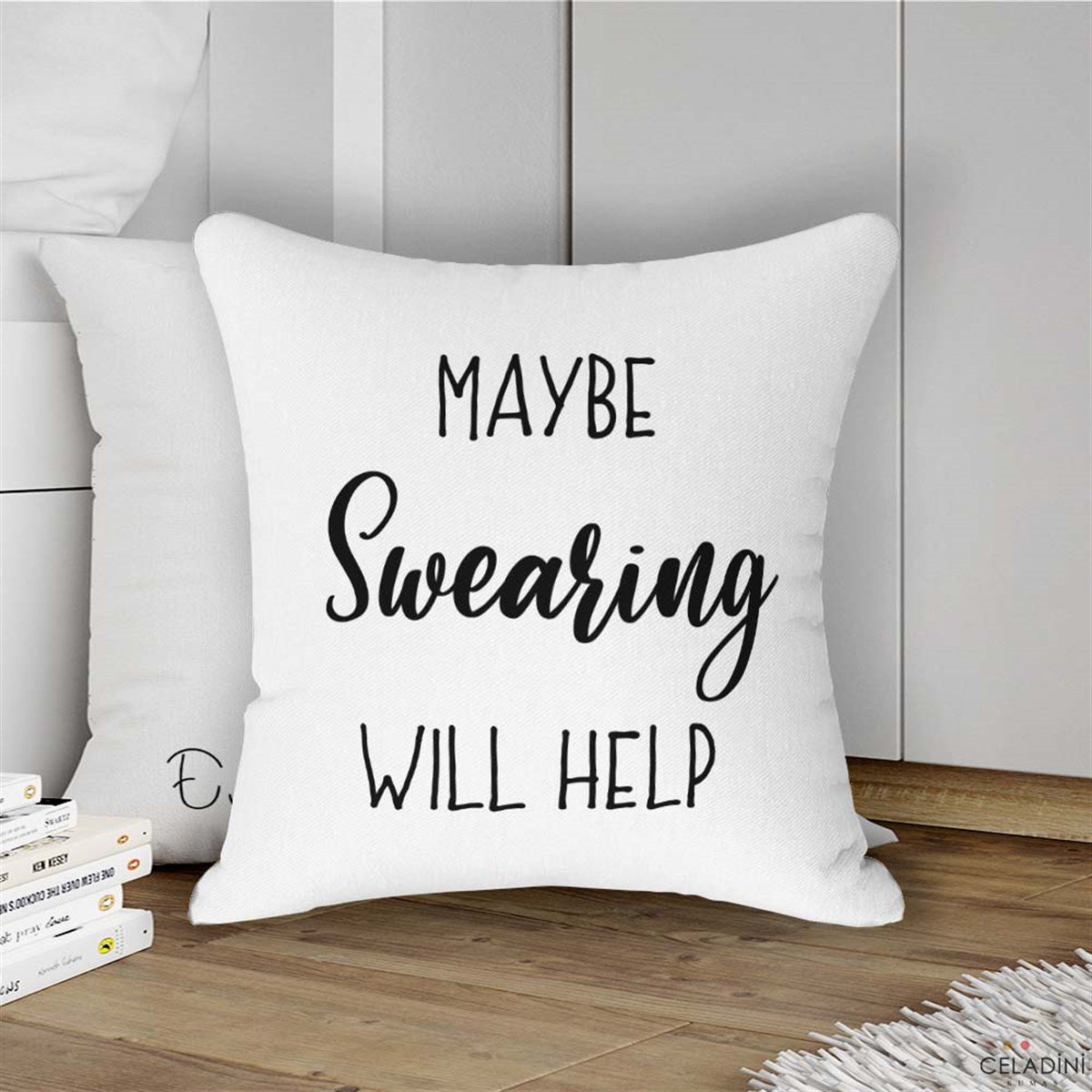 Maybe Swearing Will Help Yazılı Kırlent Kumaşı