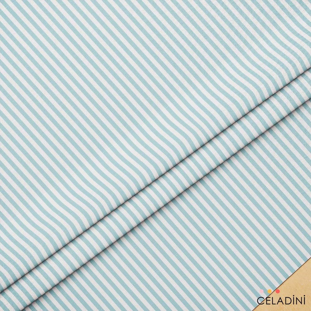 Mint Beyaz 1x1 cm Süper İnce Çizgili Kumaş