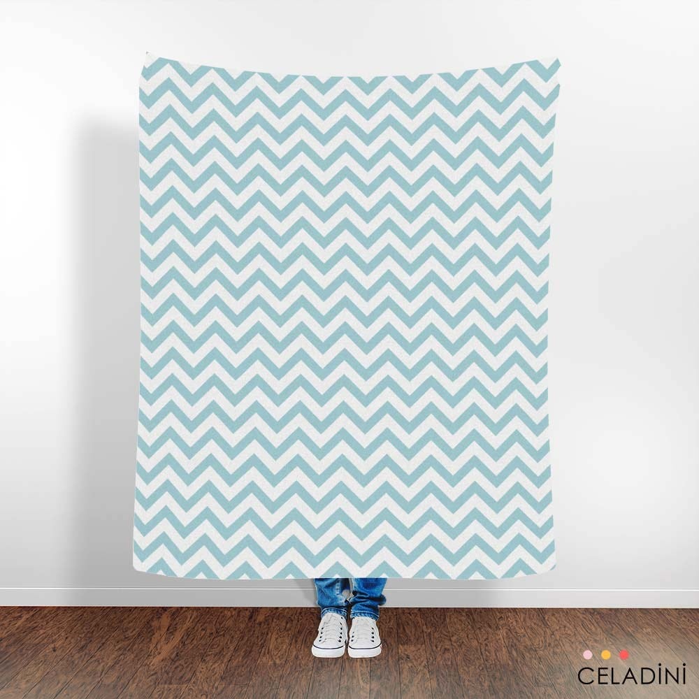 Mint Beyaz Zigzag (Chevron) Kumaş