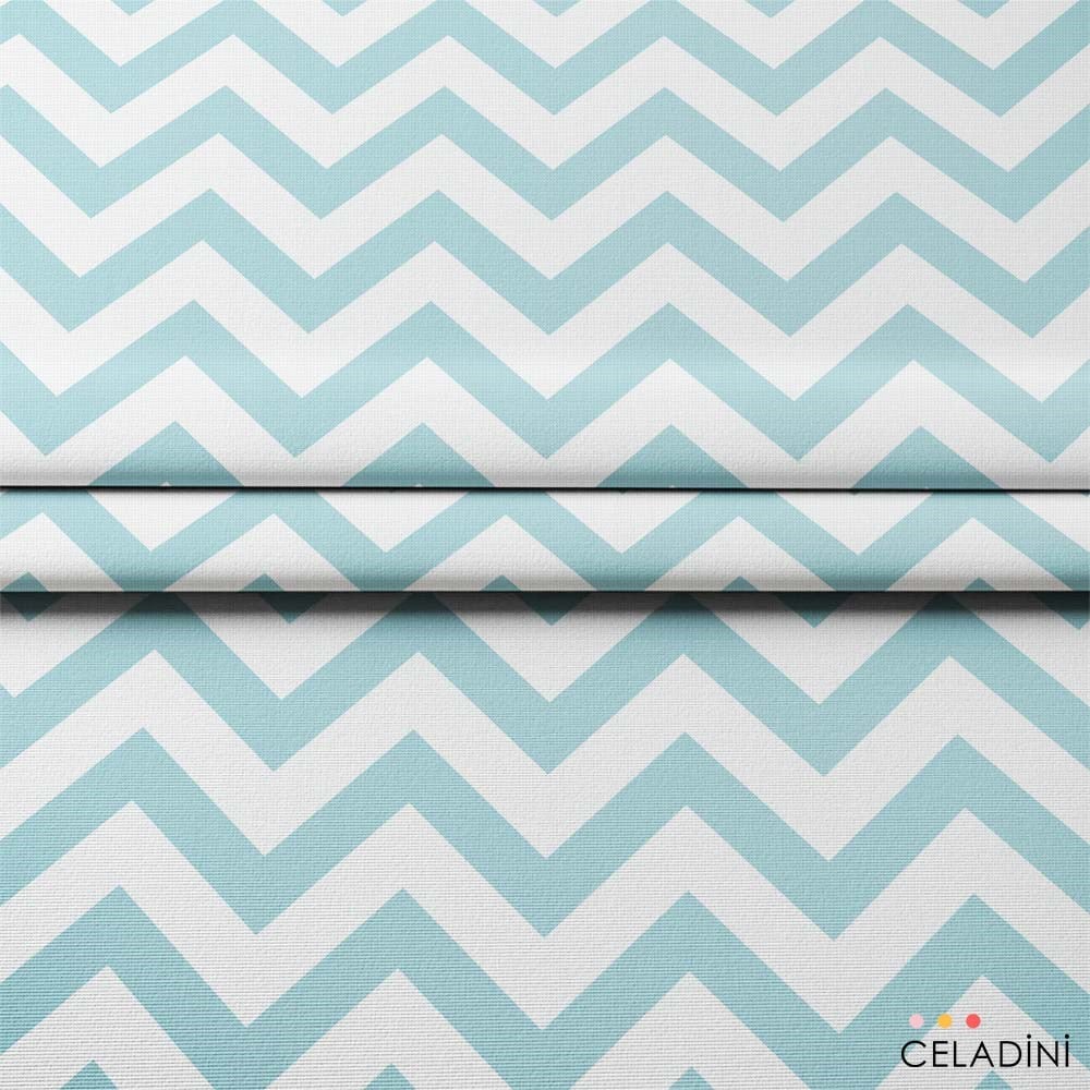 Mint Beyaz Zigzag (Chevron) Kumaş