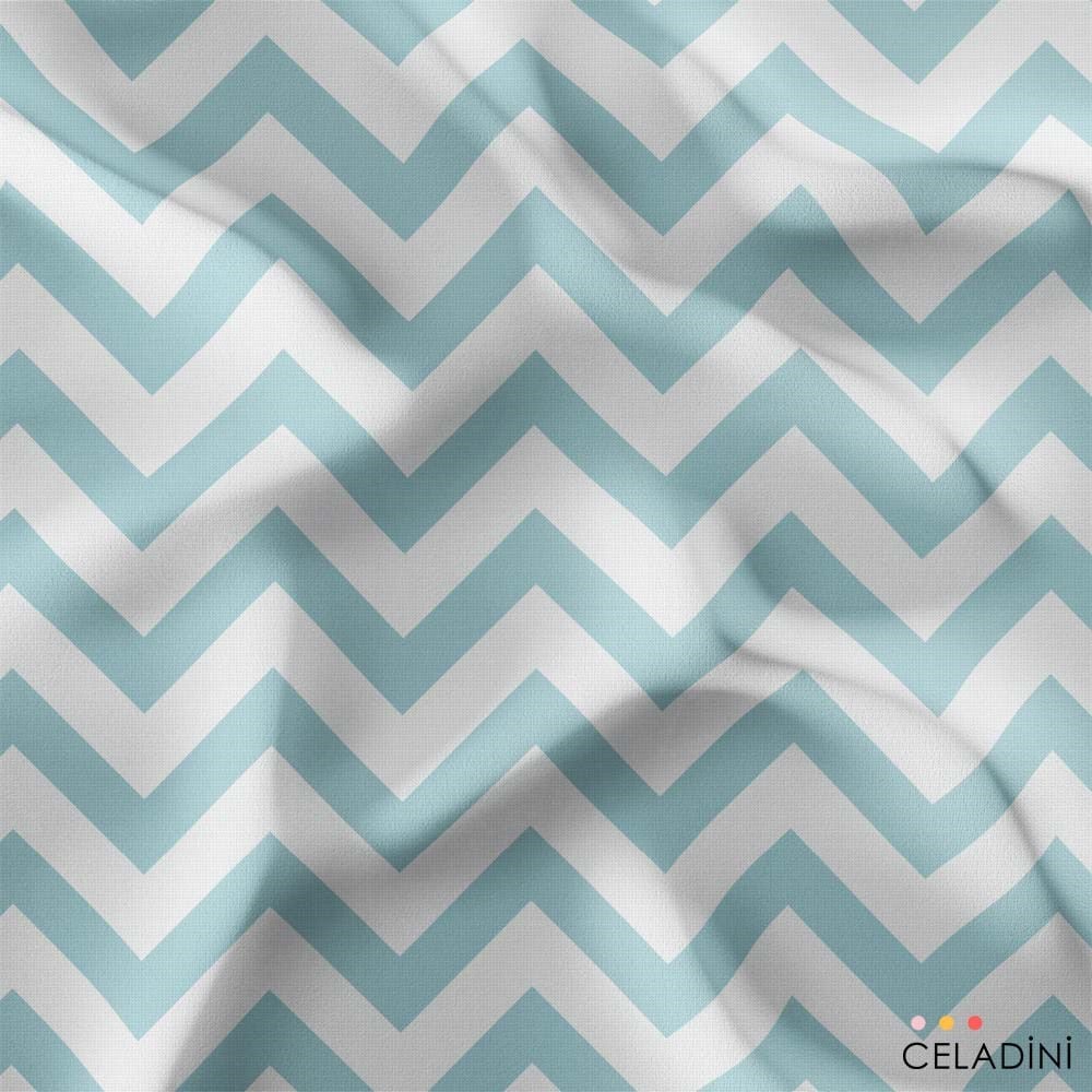 Mint Beyaz Zigzag (Chevron) Kumaş