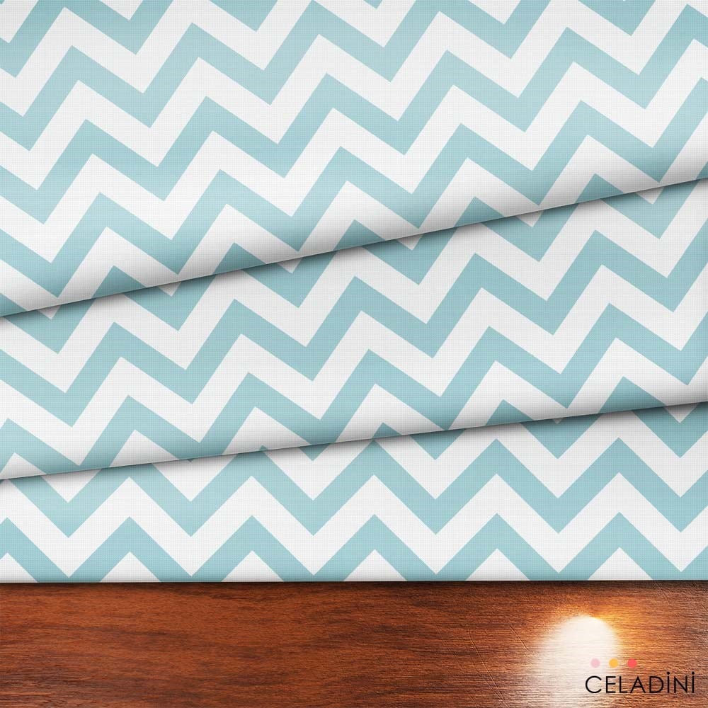 Mint Beyaz Zigzag (Chevron) Kumaş
