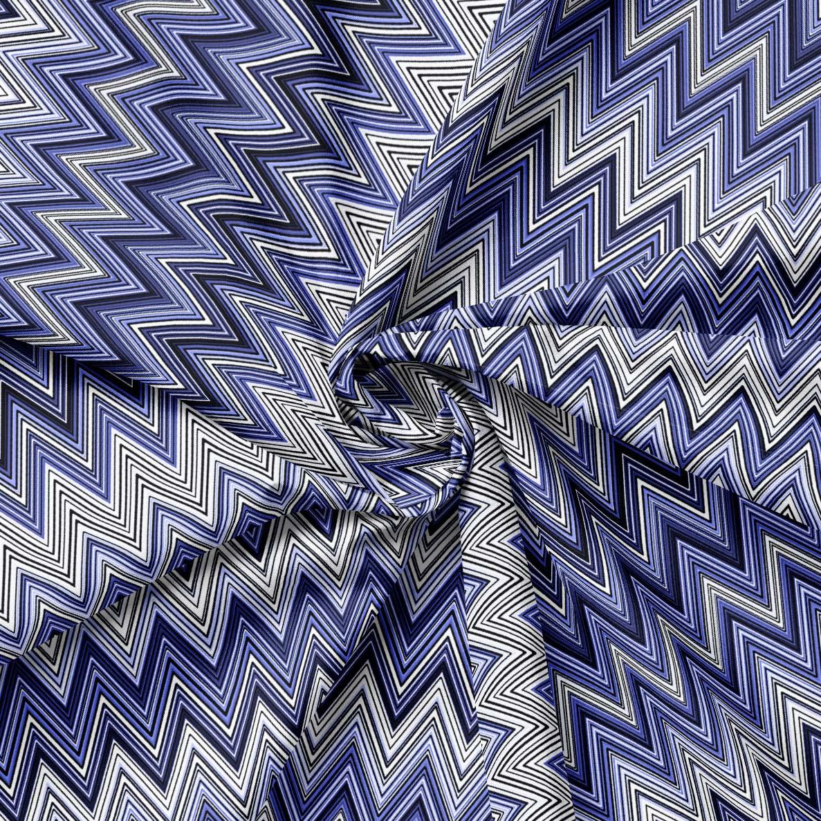 Missoni Tarzı İndigo Mavi Zigzag Kumaş