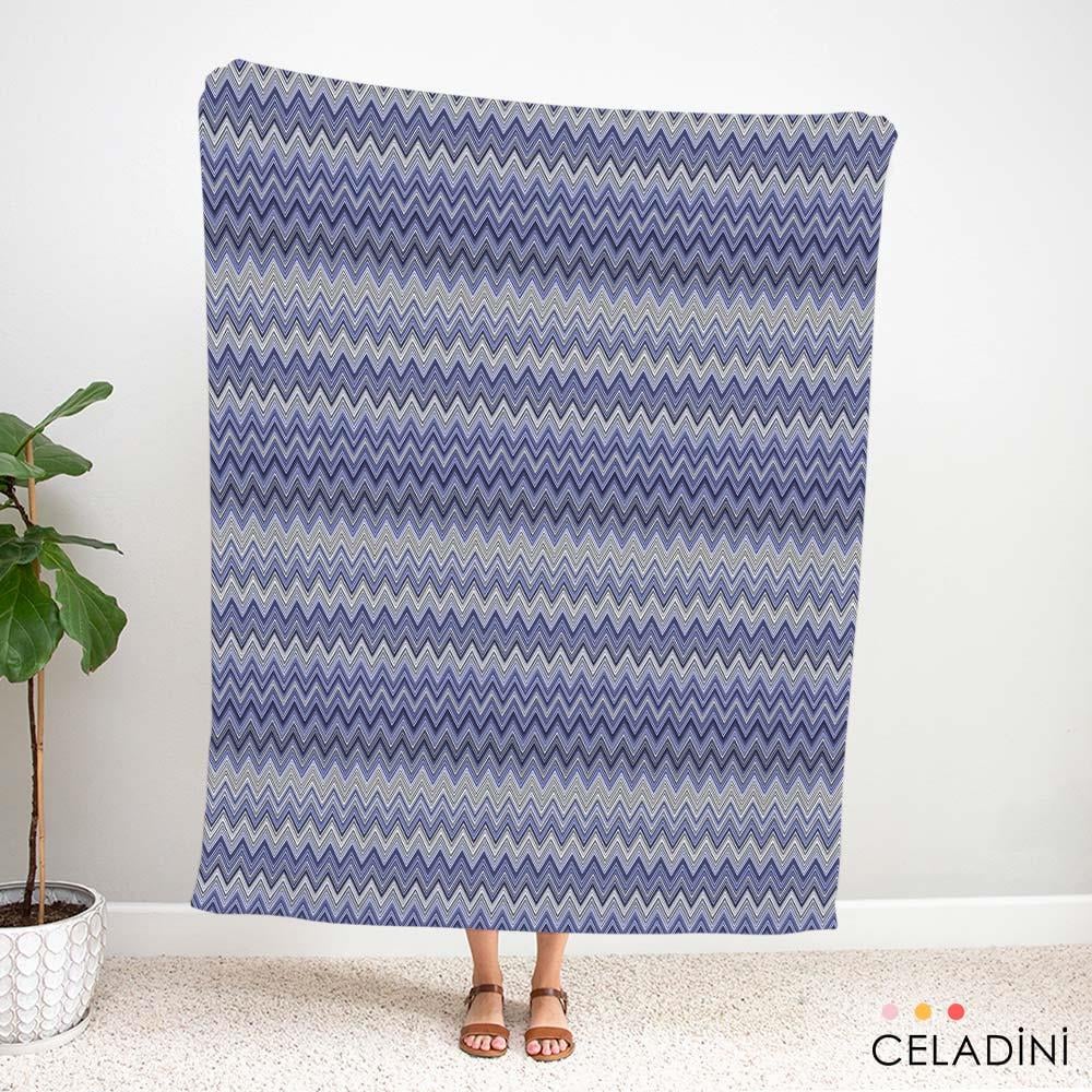 Missoni Tarzı İndigo Mavi Zigzag Kumaş