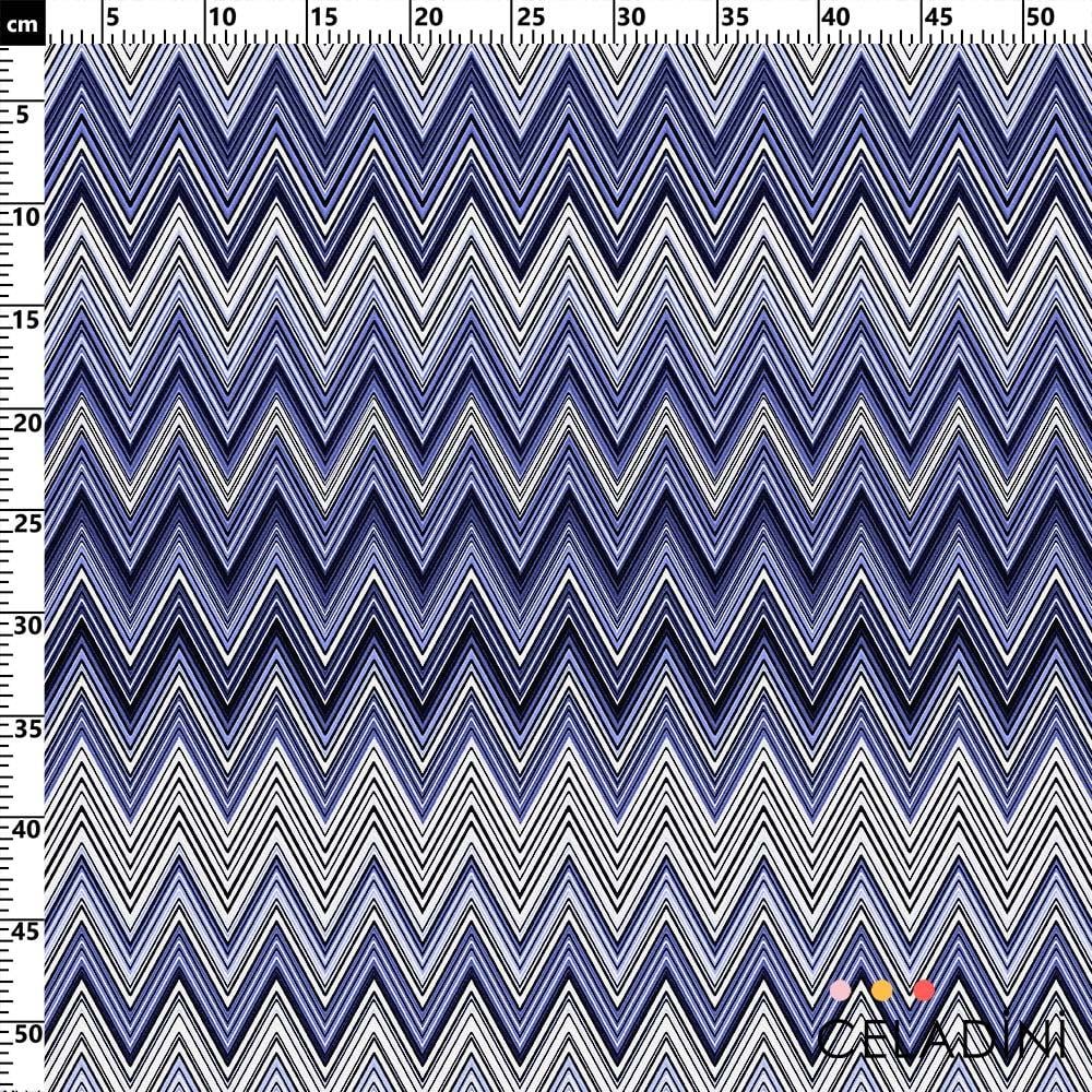 Missoni Tarzı İndigo Mavi Zigzag Kumaş