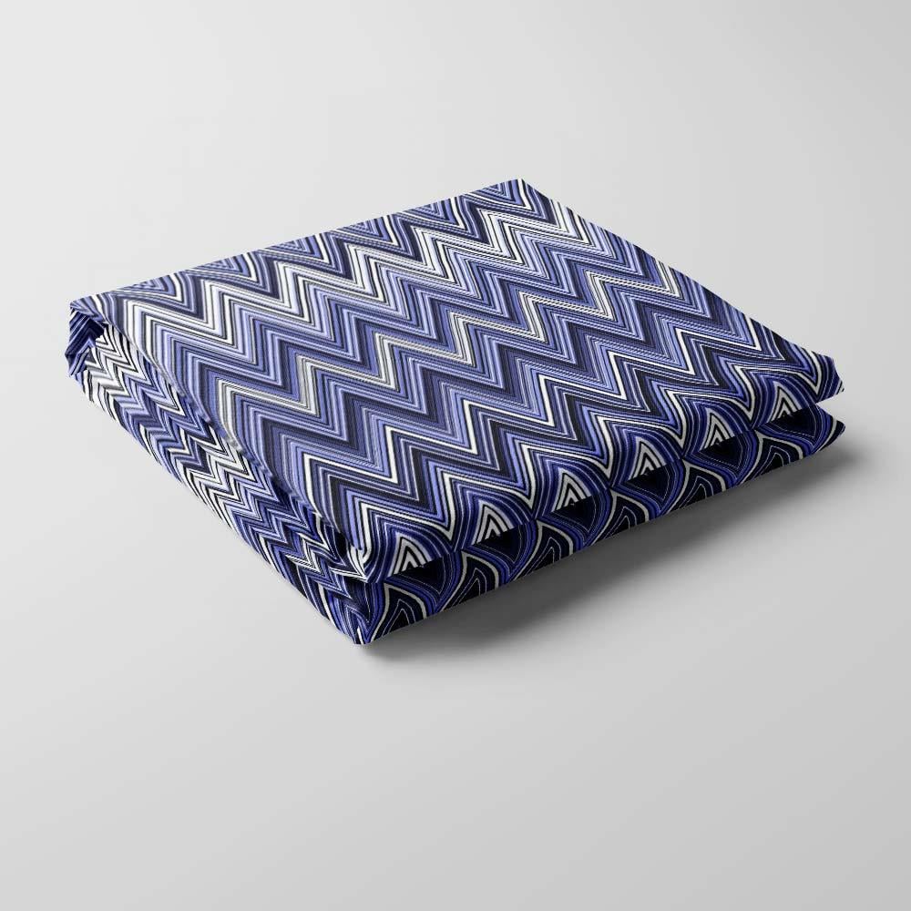 Missoni Tarzı İndigo Mavi Zigzag Kumaş