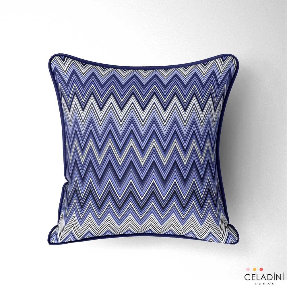 Missoni Tarzı İndigo Mavi Zigzag Kumaş