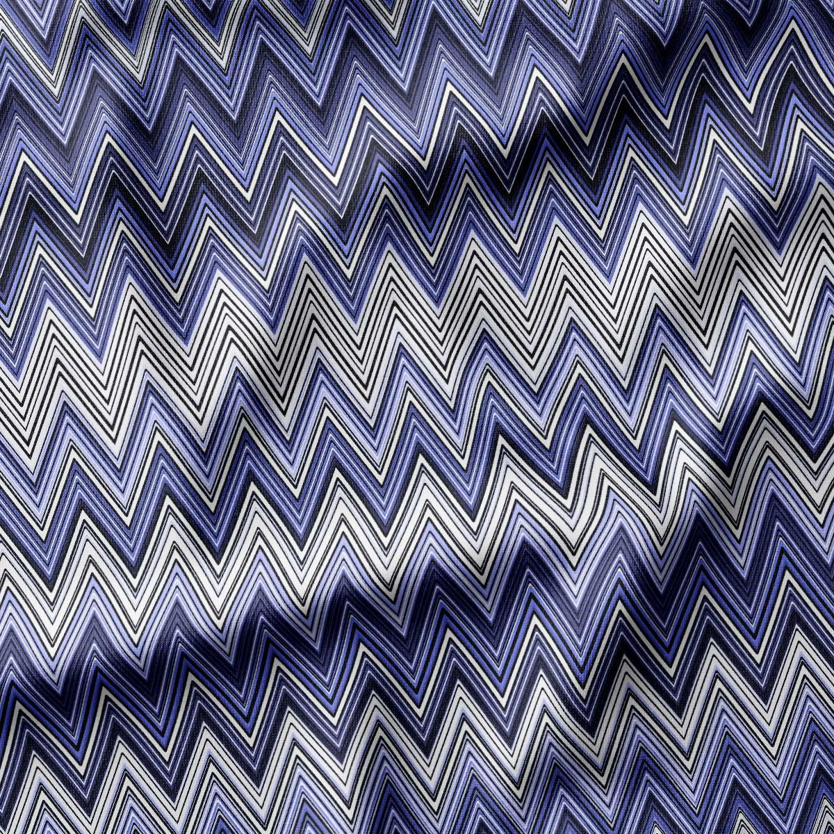 Missoni Tarzı İndigo Mavi Zigzag Kumaş