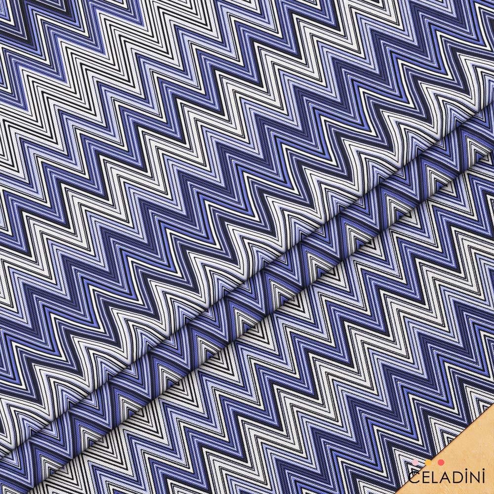 Missoni Tarzı İndigo Mavi Zigzag Kumaş