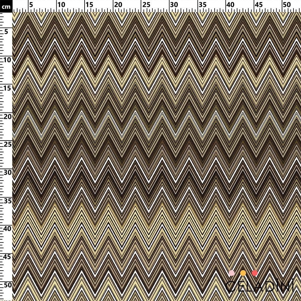 Missoni Tarzı Kahverengi Zigzag Kumaş