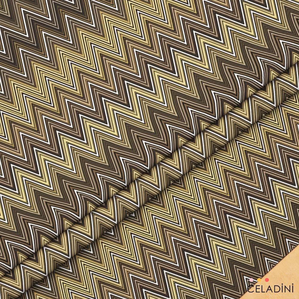 Missoni Tarzı Kahverengi Zigzag Kumaş